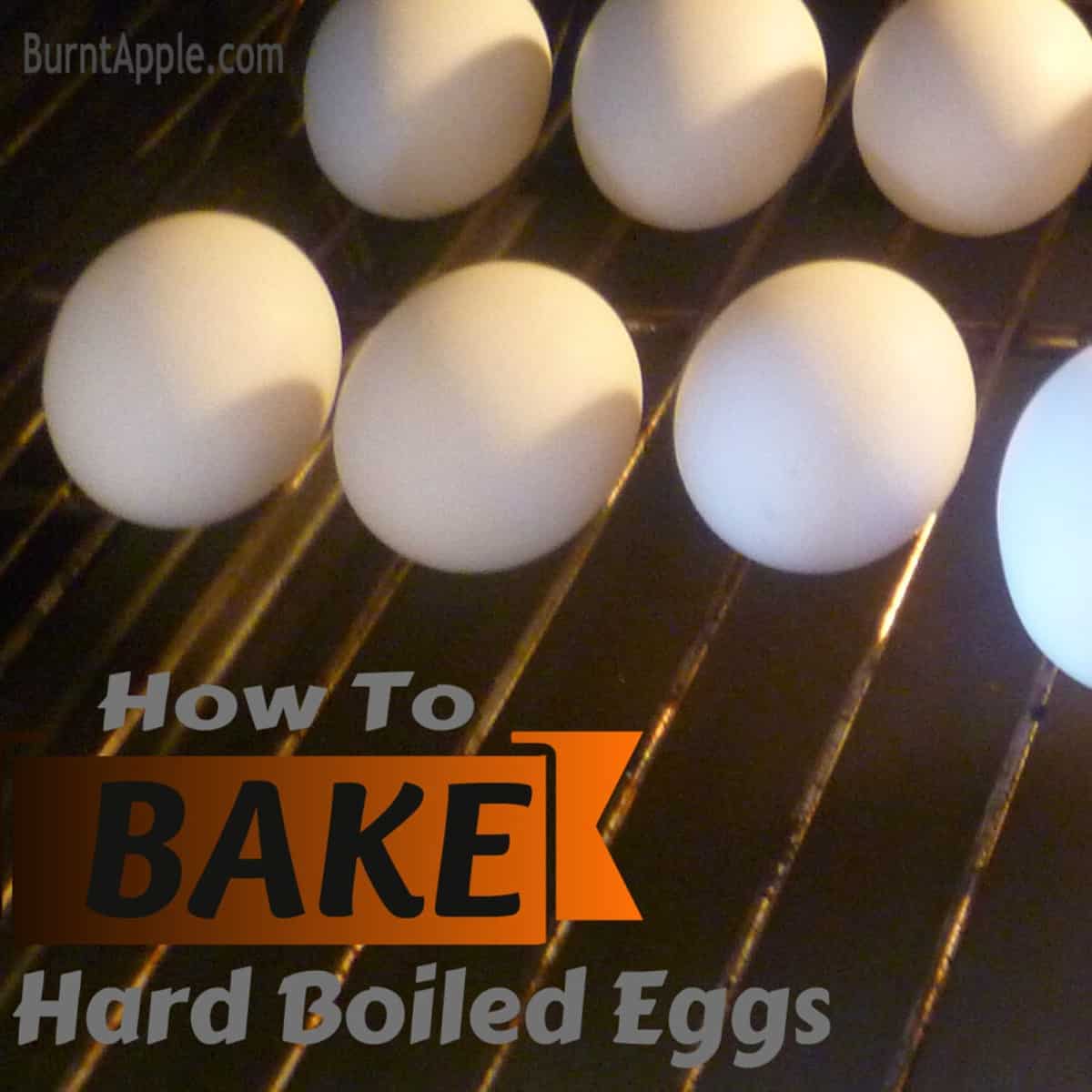 a picture of baked hard boiled eggs cooking on wire racks in the oven