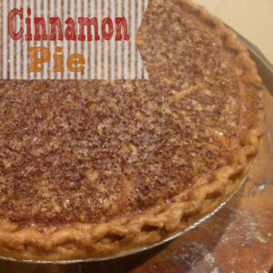 A delicious slice of cinnamon pie with a flaky crust and a creamy custard filling.