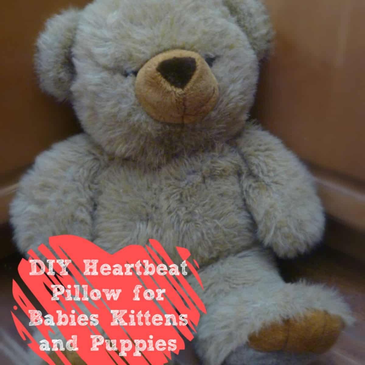 a photo of a stuffed animal. the animal is a tutorial for a do it yourself heartbeat pillow for babies, young children, puppies and kittens