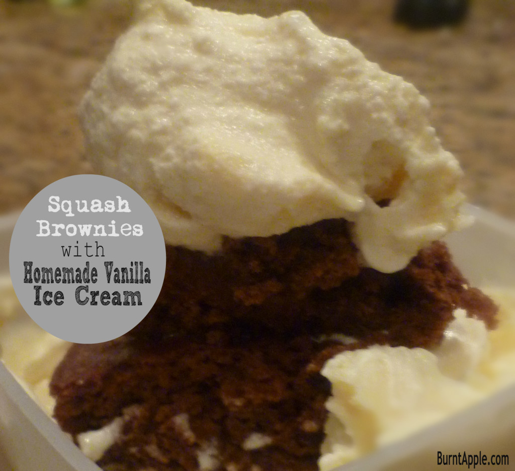 squash brownies vanilla ice cream