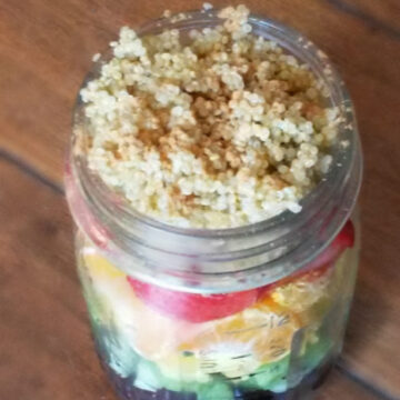 quinoa breakfast rainbow in a jar