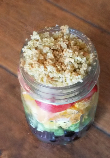 quinoa breakfast rainbow in a jar