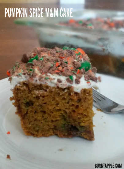 pumpkin spice M&M cake