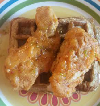 baked fried chicken and waffles
