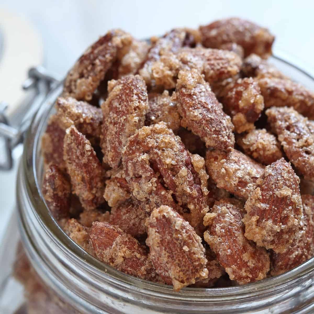 healthy candied pecans with coconut sugar and a nice sugary coating with spice and sugar