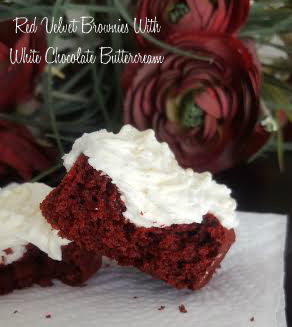 red velvet brownies with white chocolate buttercream