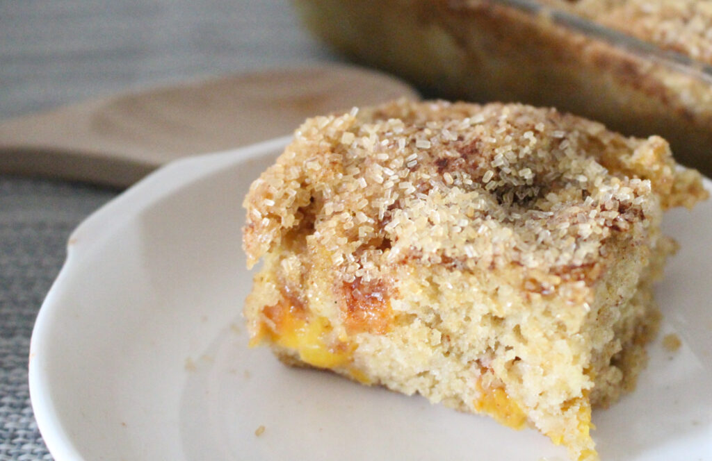 Delicious peach snickerdoodle bars featuring a buttery and cinnamon-infused snickerdoodle crust and a layer of juicy peaches. The bars are perfectly baked, with a golden-brown crust and a tantalizing peach filling. A delightful treat to satisfy your sweet cravings