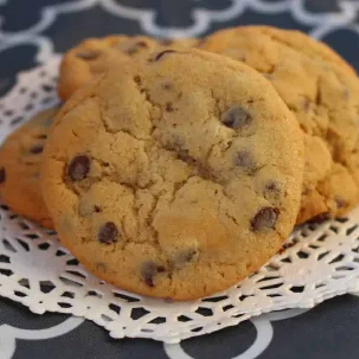 a plate full of twice baked chocolate chip cookies with semi sweet chocolate chips and a biscotti like taste.