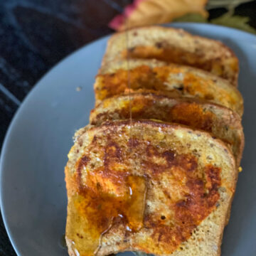 five ingredient gluten free pumpkin spice french toast egg free eggless dairy free