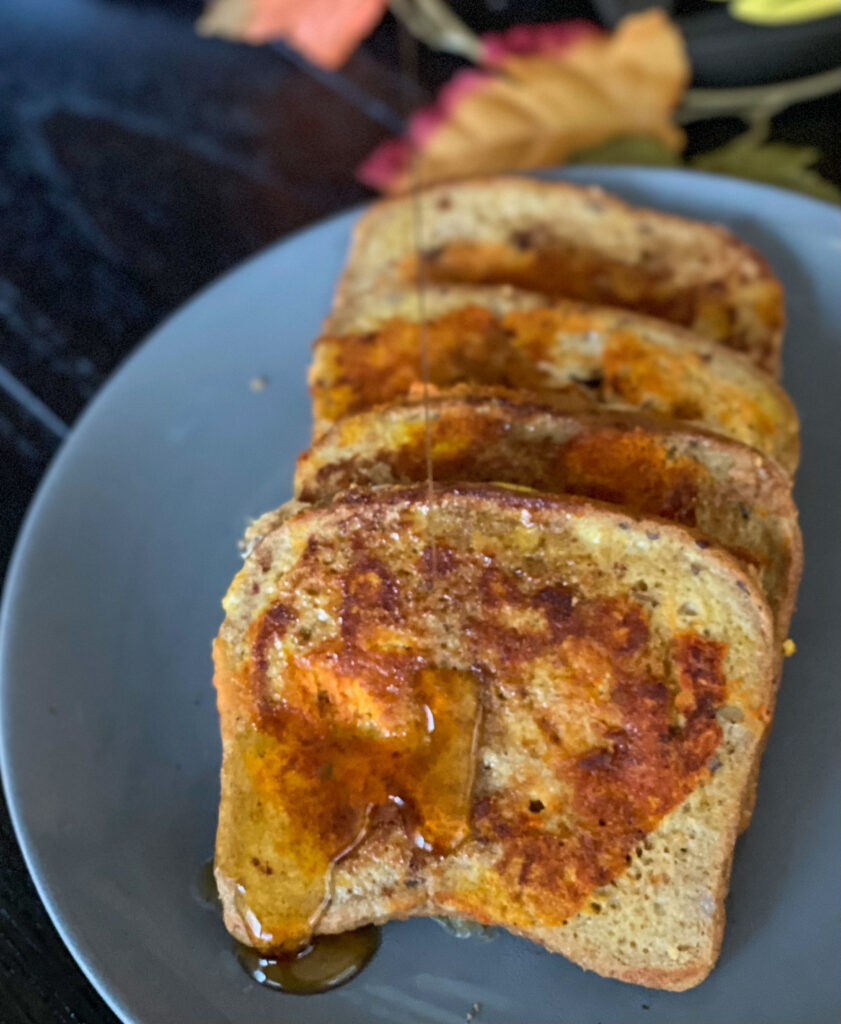 five ingredient gluten free pumpkin spice french toast egg free eggless dairy free
