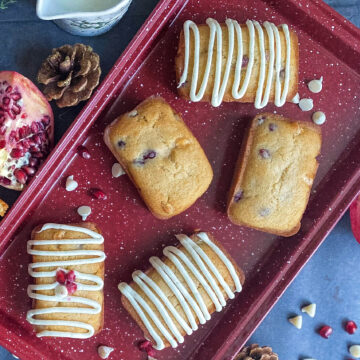 five ingredient pomegranate cranberry white chocolate bread sweet sweetened condensed milk butter self rising flour