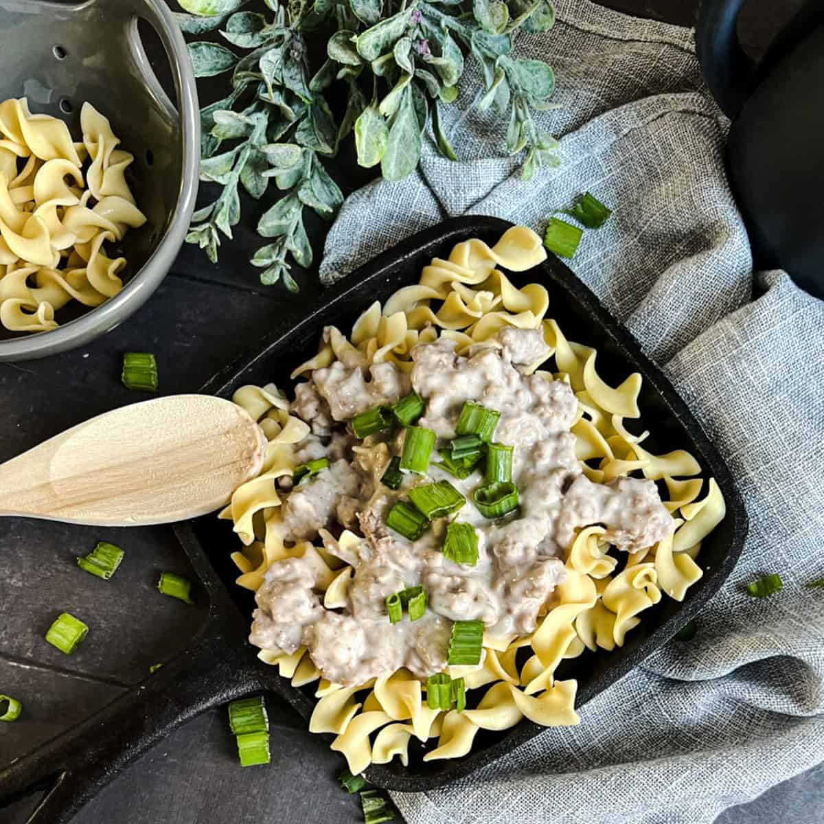 homemade hamburger helper beef stroganoff. The combination of ground beef, noodles, and a creamy sauce is a classic dish.