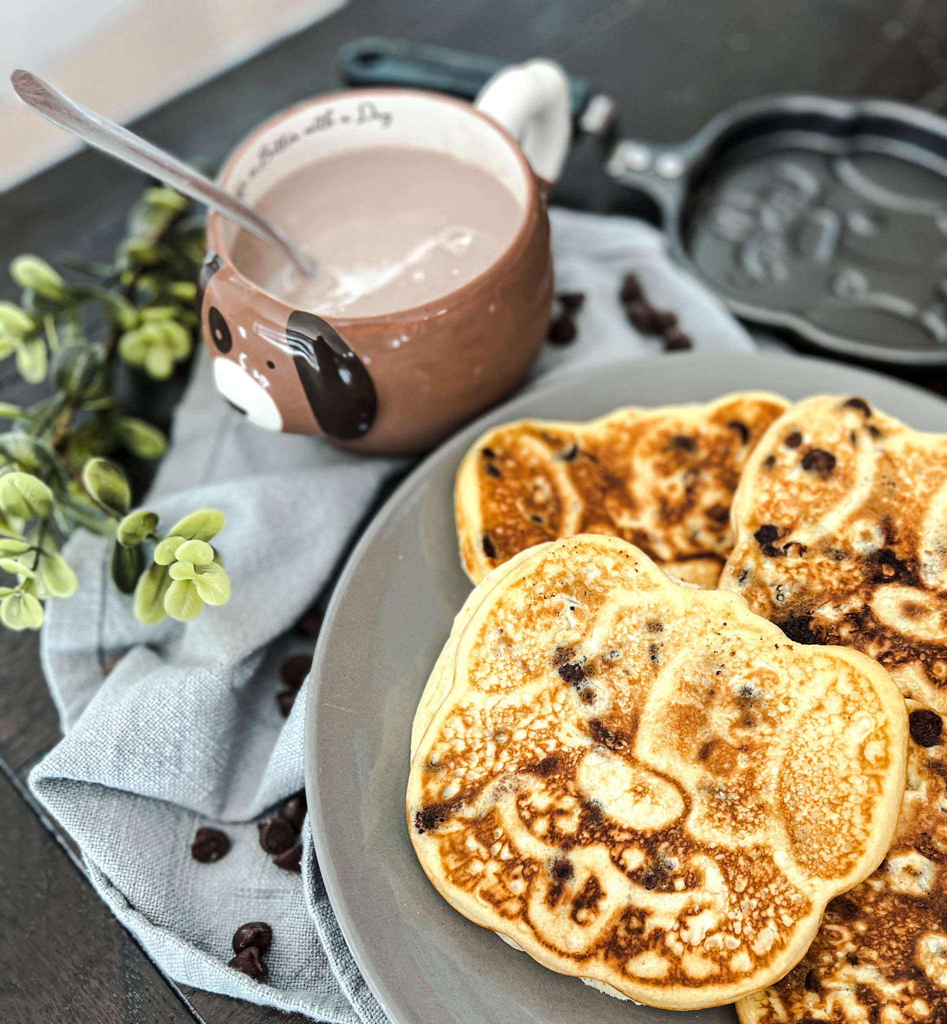 Chocolate Chip Dog Shaped Pancakes - Burnt Apple