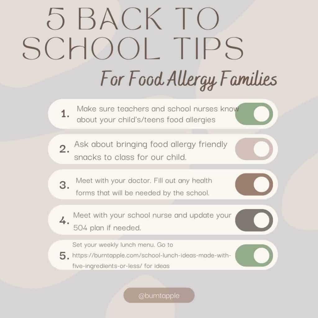 Five Back To School Tips for Food Allergies - Burnt Apple