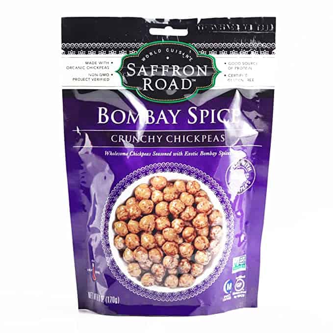 Saffron Road crunchy chickpeas are a delicious and healthy snack that is perfect for on-the-go. They are made with whole chickpeas that are roasted and seasoned with a variety of flavors, including sea salt, Bombay spice, and chipotle. Saffron Road crunchy chickpeas are gluten-free, non-GMO, and vegan, making them a great choice for people with dietary restrictions. They are also a good source of protein and fiber, making them a healthy snack option. 