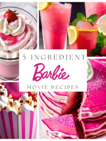 A collage of five images of delicious and easy 5-ingredient recipes to celebrate the release of the Barbie movie