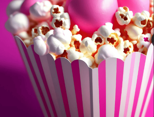 try some barbie pink princess popcorn! Pink chocolate, edible glitter, and popcorn come together for one sweet Barbie movie release treat! 