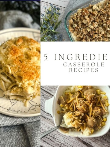 a collection of several different 5 ingredient casserole recipes