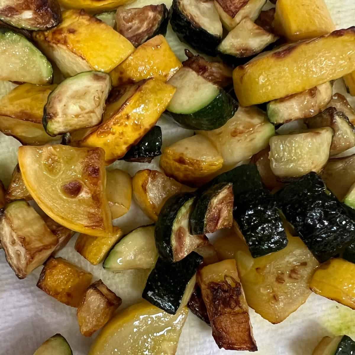 oven roasted vegetables including summer squash and zucchini squash
