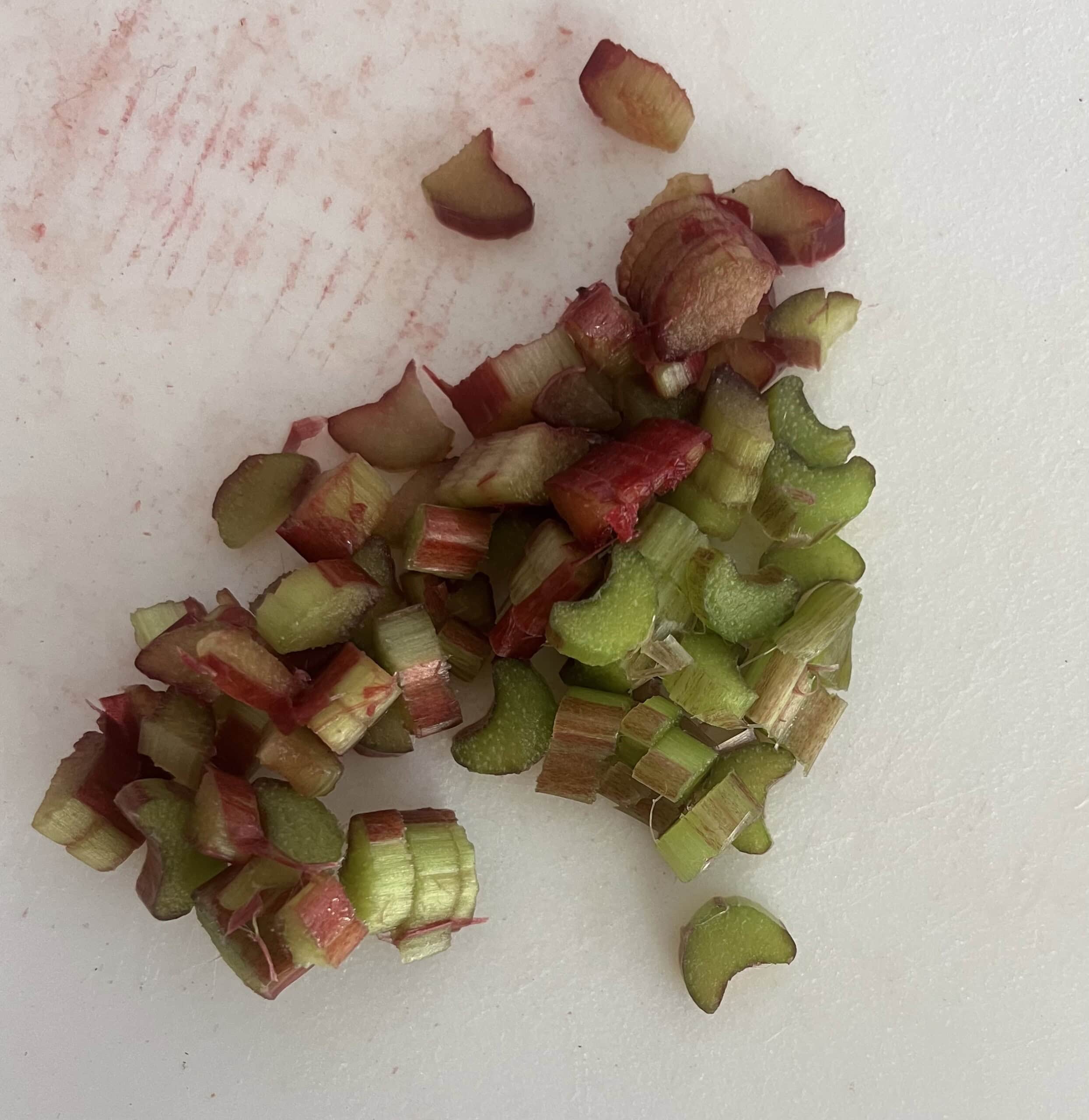 cut rhubarb into bite sized pieces